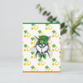 Siberian Husky Shamrock St. Patricks Day Feestdagenkaart (Staand voorkant)