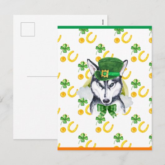 Siberian Husky Shamrock St. Patricks Day Feestdagenkaart (Voorkant / Achterkant)