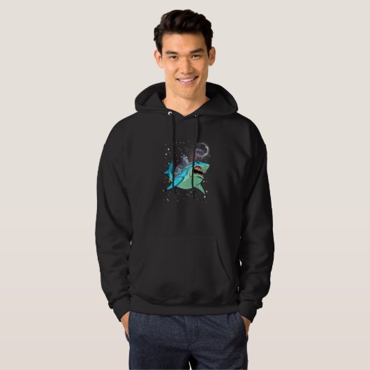 Siberian Husky Shark Jawsome Dog   Space Galaxy Hoodie (Voorkant volledig)