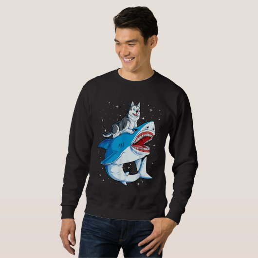 Siberian Husky Shark Jawsome Dog Space Galaxy Trui (Voorkant volledig)