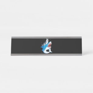 Siberian Husky Shark Jawsome Hondenliefhebber Gift Bureau Naambordje