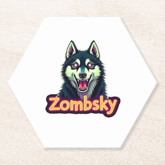 Siberian Husky Sibe Zombie Dog Halloween Essential Kartonnen Onderzetters (Voorkant)