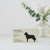 Siberian Husky Silhouette over Faux Wood Visitekaartje (Staand voorkant)