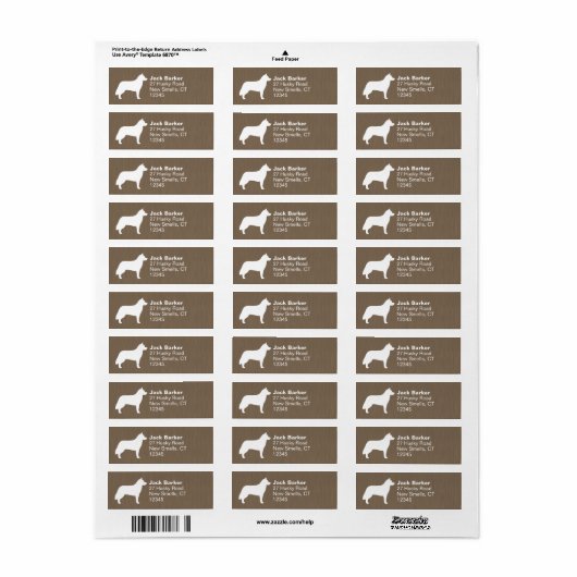 Siberian Husky Silhouette Return Address Labels (Full Sheet)