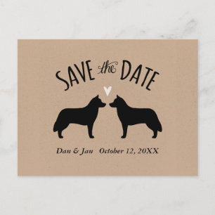 Siberian Husky Silhouettes Wedding Save the Date Aankondigingskaart