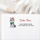 Siberian Husky Sinterklaas Hoed Kerst Retouradres Etiket (Insitu)