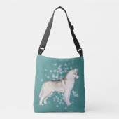 Siberian Husky Snow Flurry Crossover Bag Blauwgroe Crossbody Tas (Voorkant)