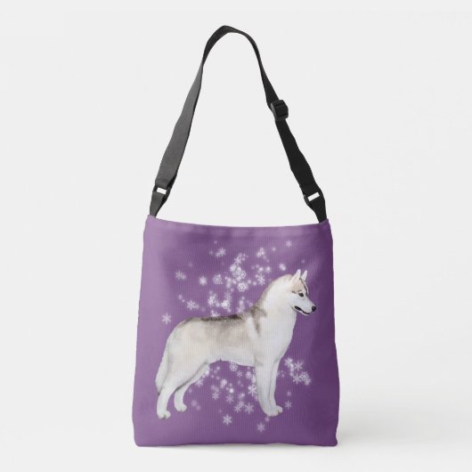 Siberian Husky Snow Flurry Crossover Bag Paars Crossbody Tas (Achterkant)