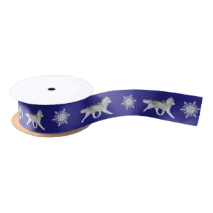Siberian Husky Snowflake Ribbon Satijnen Lint