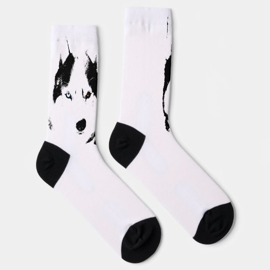 Siberian Husky Socks Husky Eyes Socks Customize Sokken (Rechts)