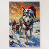 Siberian Husky Soviet Style Christmas Log Pull Hat Legpuzzel (Verticaal)