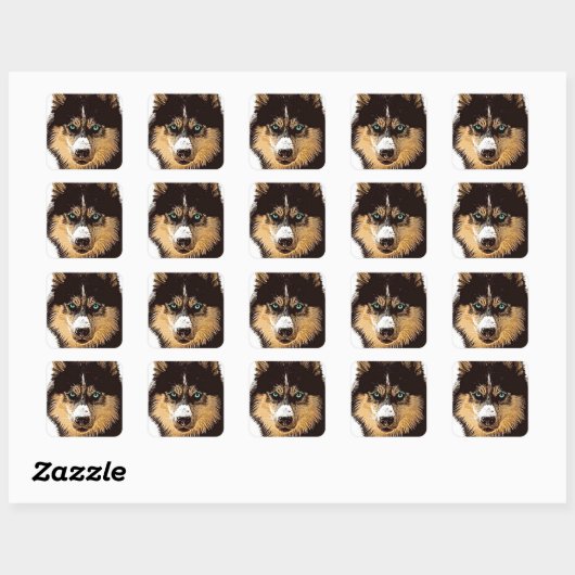 Siberian Husky Square Sticker (Vel)