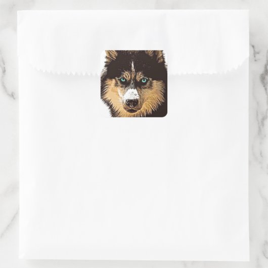 Siberian Husky Square Sticker (Tas)