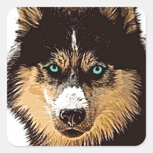 Siberian Husky Square Sticker (Voorkant)