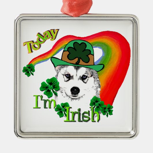 Siberian Husky St Patrick's Metalen Ornament (Voorkant)