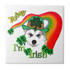 Siberian Husky St Patrick's Tegeltje