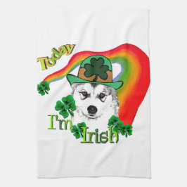 Siberian Husky St Patrick's Theedoek