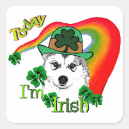 Siberian Husky St Patrick's Vierkante Sticker