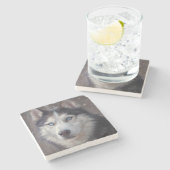Siberian Husky Stenen Onderzetter (Zijkant)