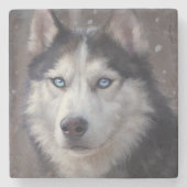 Siberian Husky Stenen Onderzetter (Voorkant)