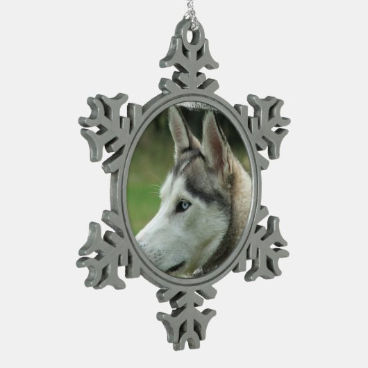 Siberian Husky Tin Sneeuwvlok Ornament (Links)