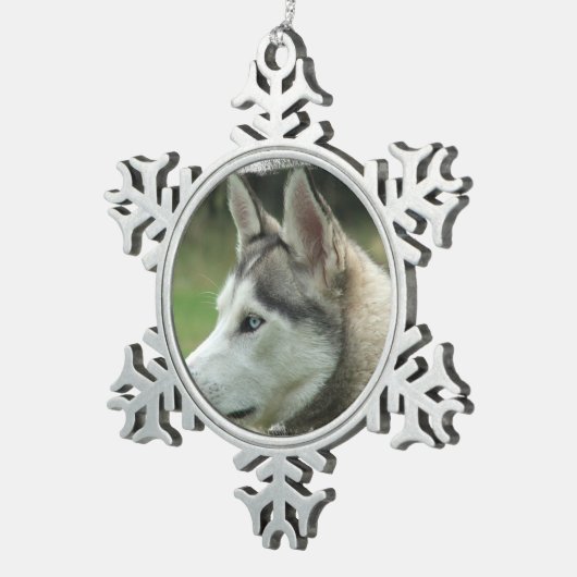 Siberian Husky Tin Sneeuwvlok Ornament (Rechts)