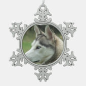 Siberian Husky Tin Sneeuwvlok Ornament (Voorkant)