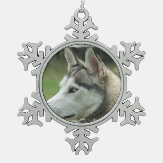 Siberian Husky Tin Sneeuwvlok Ornament (Voorkant)