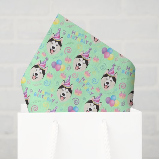 Siberian Husky Tissue Paper in Green Tissuepapier (Cadeauzakje)