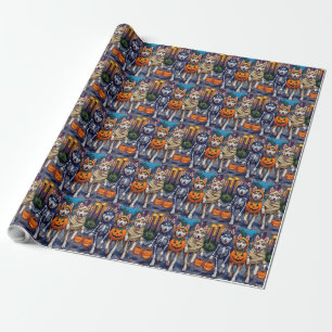 Siberian Husky Trick-or-Treaten Halloween Kostuum Cadeaupapier