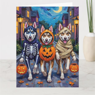 Siberian Husky Trick-or-Treaten Halloween Kostuum Kaart