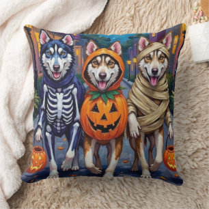 Siberian Husky Trick-or-Treaten Halloween Kostuum Kussen