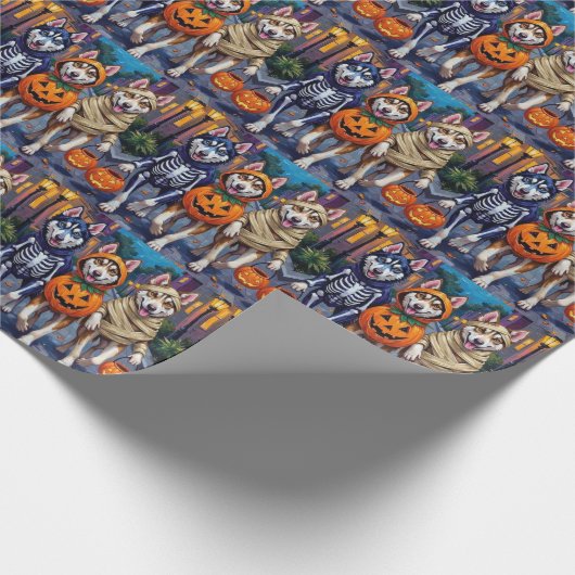Siberian Husky Trick-or-Treating Halloween Costume Cadeaupapier (Hoek)