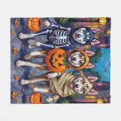 Siberian Husky Trick-or-Treating Halloween Costume Fleece Deken (Voorkant (Horizontaal))