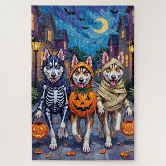Siberian Husky Trick-or-Treating Halloween Costume Legpuzzel (Verticaal)