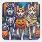Siberian Husky Trick-or-Treating Halloween Costume Vierkante Sticker (Voorkant)