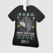 Siberian Husky Ugly KerstSweater Ornament (voorkant)
