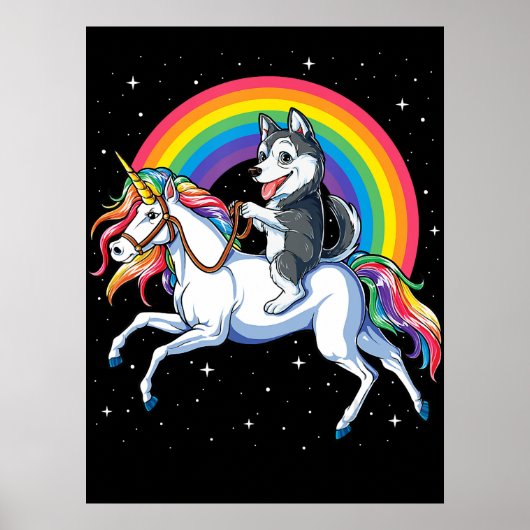 Siberian Husky Unicorn Girls Space Galaxy Poster (Voorkant)