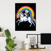 Siberian Husky Unicorn Girls Space Galaxy Poster (Thuiskantoor)