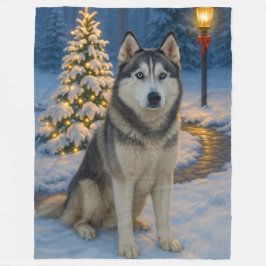 Siberian Husky Vakantie Fleece Deken