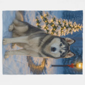 Siberian Husky Vakantie Fleece Deken (Voorkant (Horizontaal))