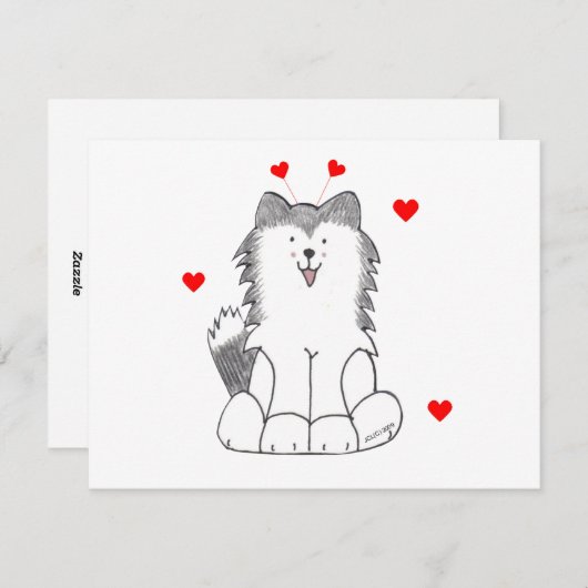 Siberian Husky Valentijn Ears Feestdagenkaart (Voorkant / Achterkant)