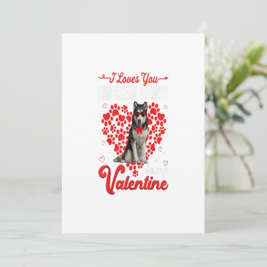 Siberian Husky Valentines Day Tee Funny Dog Feestdagenkaart (Staand voorkant)
