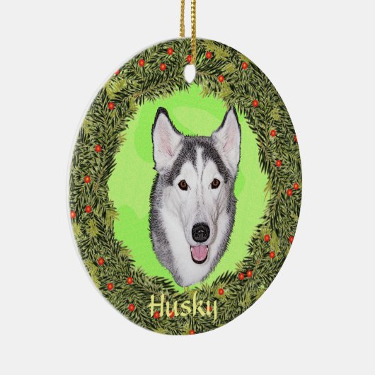 Siberian Husky voor Kerstmis Keramisch Ornament (Rechts)
