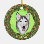 Siberian Husky voor Kerstmis Keramisch Ornament (Voorkant)
