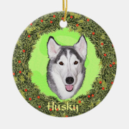 Siberian Husky voor Kerstmis Keramisch Ornament