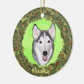 Siberian Husky voor Kerstmis Keramisch Ornament (Links)