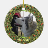 Siberian Husky voor Kerstmis Keramisch Ornament (Achterkant)
