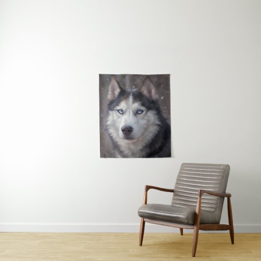 Siberian Husky Wandkleed (In situ)