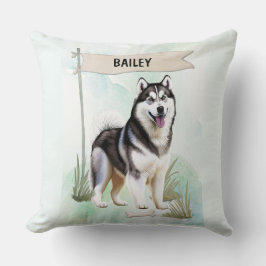 Siberian Husky Watercolor Personalized Dog Kussen